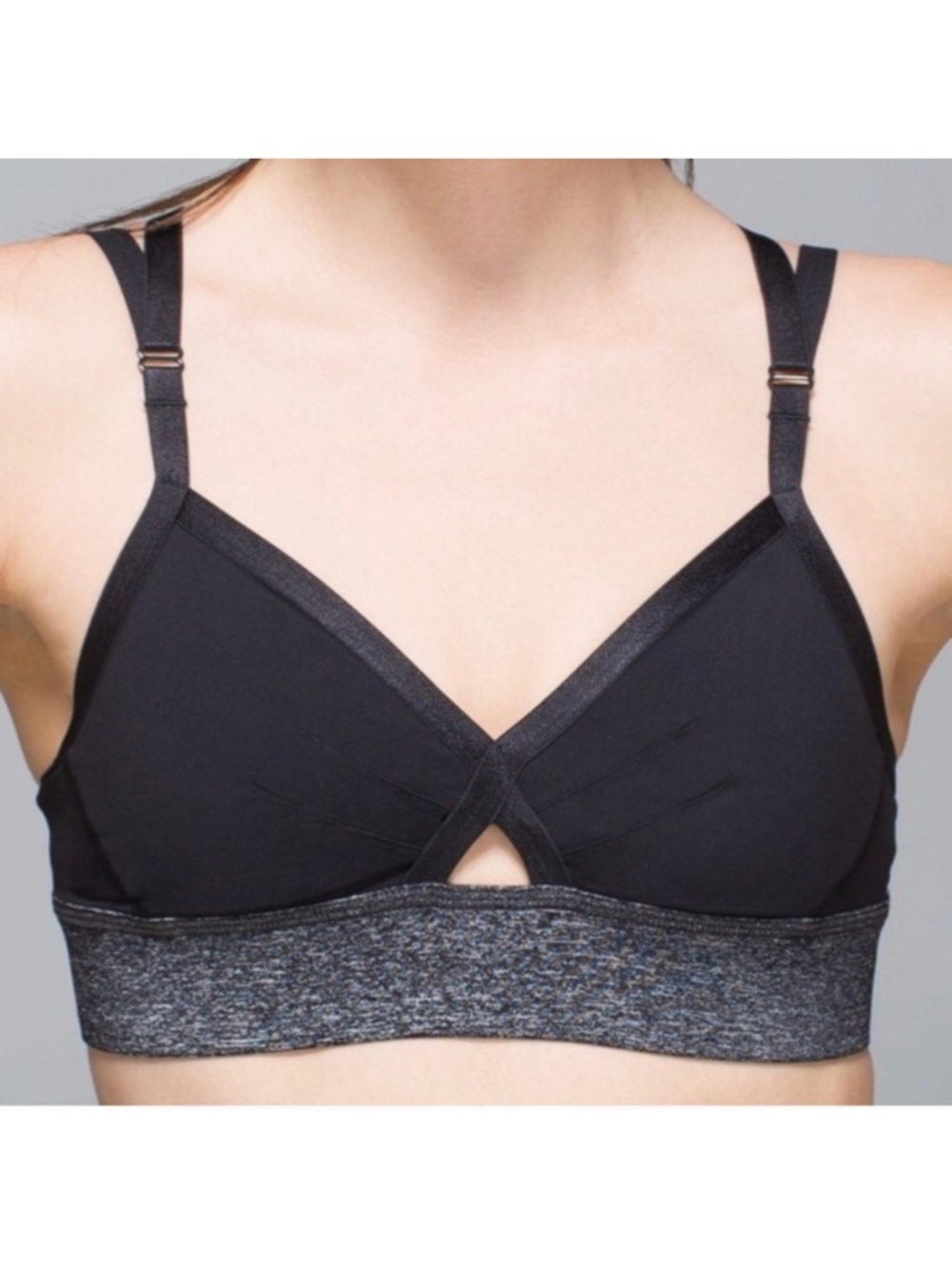Lululemon Black Grey Sports Bra Adjustable Straps